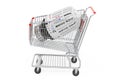 Shopping cart with thermostat radiator valve. 3D rendering