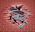 Shopping Cart Trolley Breaking Wall Royalty Free Stock Photo