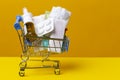 Delivery Shopping Cart Trolley With Lots of Medicine Pills As Illustration Of Online Order Of Pharmacy or Drugstore Pharmaceutical