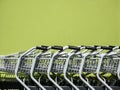 Shopping Cart Trolley in row Retail department store Consumer bu Royalty Free Stock Photo