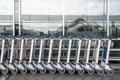 Shopping Cart Trolley in row Retail department store Royalty Free Stock Photo