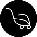 Shopping cart, trolley vector in black circle icon. Contain such icon as mobile shop, web site, and ui. Cart flat collection of we