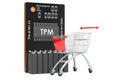 Shopping cart with Trusted Platform Module, TPM. 3D rendering Royalty Free Stock Photo