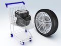 Shopping cart with wheels Royalty Free Stock Photo