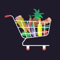 Shopping carts with fresh vegetables Royalty Free Stock Photo