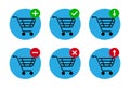 Shopping Carts icon collection (add, remove) simple flat design for app, ui, ux, web, button. Royalty Free Stock Photo
