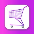 Shopping carts icon flat style. Metal shopping trolley, for purchases in a supermarket isolated on white background