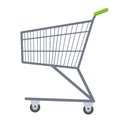 Shopping carts icon flat style. Metal trolley, for purchases in a supermarket on white background. Symbol