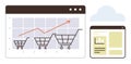 E-commerce Growth Represented by Shopping Carts and Rising Graph in a Digital Dashboard Royalty Free Stock Photo