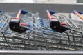 Shopping carts line closeup Royalty Free Stock Photo