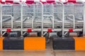 Shopping carts lined up at supermarket Royalty Free Stock Photo