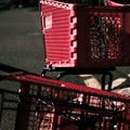 Shopping carts misplaced in parking lot Royalty Free Stock Photo