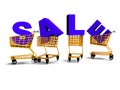 Shopping carts, selling, letter 3d rener