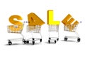 Shopping carts, selling, letter 3d rener