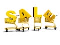 Shopping carts, selling, letter 3d rener