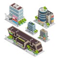 Shopping Center Buildings Complex Isometric Composition