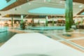 Shopping center people blurred background. People shopping in modern commercial mall center. Interior of retail centre Royalty Free Stock Photo