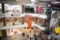 Shopping center Red whale , Moscow region, Mytishchi, Russia. Shopping center inside, decorated in autumn style, panoramic