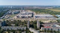 Shopping center Respublika. Ukraine. Kyiv. August 11, 2021. Drone aerial view Royalty Free Stock Photo