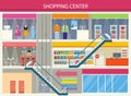 Shopping Center Storefronts Design Flat