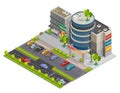 Shopping Center Street View Isometric Composition