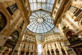 Shopping center Vittorio Emanuele II from inside the arcade. City of Milan, Italy