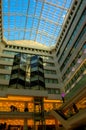 Shopping centre with blue ceiling Royalty Free Stock Photo