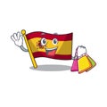 Shopping character spain flag is stored cartoon drawer