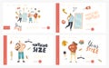 Shopping, Characters Buy Oversize Clothes Landing Page Template Set. Plus Size Woman Choose Fashioned Dress Royalty Free Stock Photo