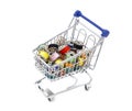 Shopping chart trolley with metal spools