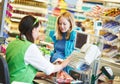 Shopping. Check out in supermarket store Royalty Free Stock Photo