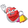 Shopping choclate heart box in shape mascot