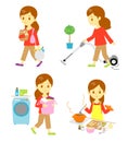 Shopping, cleaning, washing, cooking