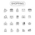 Shopping and commerce icons set. Flat line icon style colorful and relax color create by modern design. Royalty Free Stock Photo