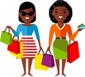 Shopping concept with african american woman, girl, lady buyer. Royalty Free Stock Photo