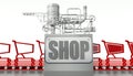 Shopping concept, carts and machine Royalty Free Stock Photo