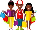 Shopping concept with couple african american people purchaser.