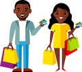 Shopping concept with couple african american people purchaser.