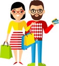 Shopping concept with couple european people purchaser.