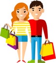 Shopping concept with couple european people purchaser.