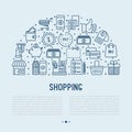 Shopping concept in half circle Royalty Free Stock Photo