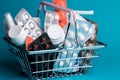 Shopping consumer basket with medicines Royalty Free Stock Photo