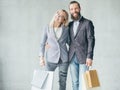 Shopping couple leisure smiling man woman bags Royalty Free Stock Photo