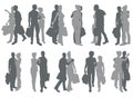 Shopping couple silhouettes Royalty Free Stock Photo