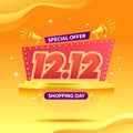 1212 Shopping Day with Red color and Yellow Background