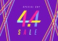 4.4 Shopping day sale poster or flyer design. 4.4 Crazy sales online.