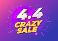 4.4 Shopping day sale poster or flyer design. 4.4 Crazy sales online.