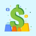 Shopping dollar currency vector flat design