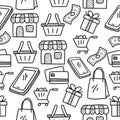 Shopping doodle pattern for background