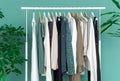 Shopping dress clothes shelf green leaves plant background Royalty Free Stock Photo